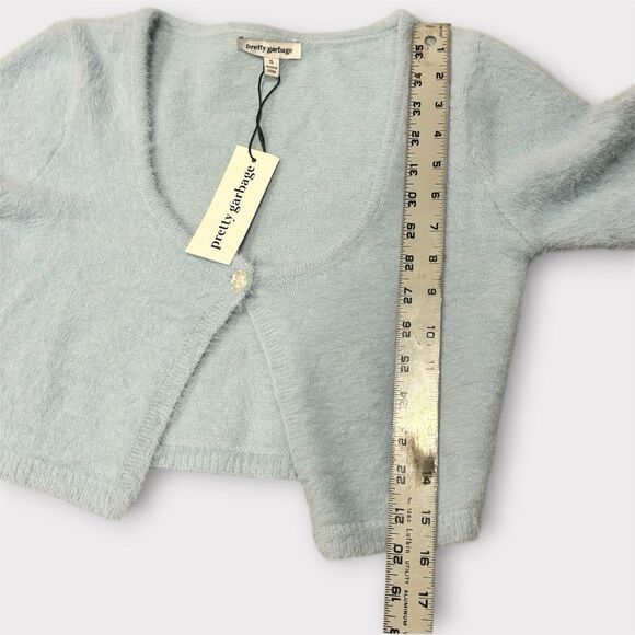 Pretty Garbage Women Size S Long Sleeve Cardigan Light Blue - Picture 8 of 11